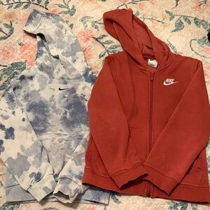Nike Kids Rust Red Full-Zip Hoodie & Blue Tie-Dye Pullover Set